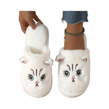 Imagem de Pantufas De Inverno Femininas Quentes De Pelúcia Com Solado De EVA Ant