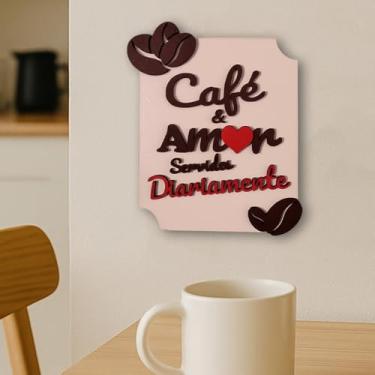 Imagem de Placa Decorativa Quadrada Amor e Café Servidos Diariamente