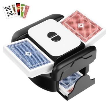 Imagem de Baralhador de cartas – Embaralhador de cartas automático recarregável de 2600 mAh com modos automático/manual, baralhador elétrico sem congestionamento de baixo ruído para 1 a 2 baralhos, compatível