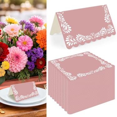 Imagem de 150 cartões de nome de casamento mexicana rosa para mesa 5 x 9 cm Cielito Lindo cartões de nome de assento dobrado, tabela de assentos para recepção de casamento, chá de bebê nupcial