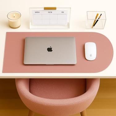 Imagem de Orelle Tapete de mesa rosa arco | Tapete de mesa de couro vegano para teclado e mouse, laptop, maquiagem | Tapete de mesa de computador | Tapete de capa de mesa de escritório | Tapete mata-borrões |