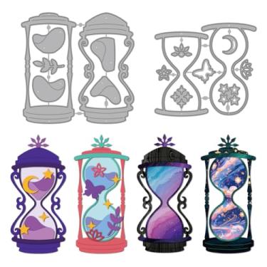 Imagem de MAYJOYDIY Ampulheta matrizes de corte de metal, estrela, flor, borboleta, estêncil, galáxia, lua, molde de gravação para fazer cartões, decoração de álbum de recortes