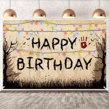 Imagem de Painel de Fundo para Festa Aniversário, 100x150cm Tema Cabeça para Baixo Cenário Rústico e Assustador Decoração de Parede e Adereços Fotos Bem-Vindo Ao Outro Lado