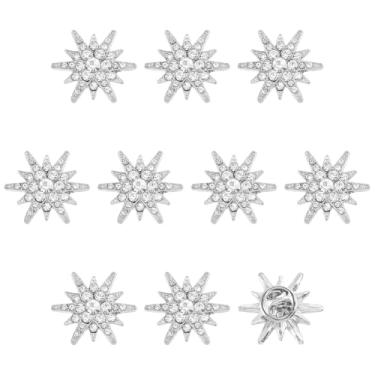 Imagem de HOBBIESAY Prato de prata octagrama estrela broche broche corpete strass corpete broche broche suéter vestido xale joias acessório decoração para acessórios de vestido elegante casamento Natal joias