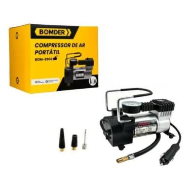 Imagem de Compressor De Ar Bomba De Encher Pneu Portátil Bom8902 Prateado 12v - 