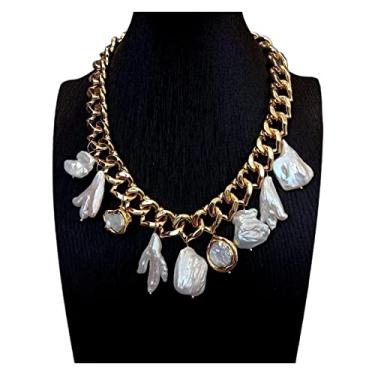 Imagem de Colar gargantilha banhada a ouro com pérolas brancas cultivadas em água doce