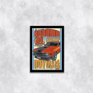 Imagem de Quadro Carro De Corrida Vintage Vermelho 24X18Cm