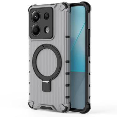 Imagem de QJJFVMF Capa ondulada para Xiaomi Poco X6 Pro F6 Pro magnética à prova de choque suporte de metal para telefone capa protetora, preta, para Xiaomi Poco F5 Pro