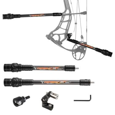 Imagem de limaity Estabilizador de arco de tiro com arco para arco composto 20,3 cm, 25,4 cm, 30,5 cm, 38,1 cm, barra de pesos de fibra de carbono 3K (KIT: 20.3 cm + 25.4 cm + QD + conjunto de montagem em V-bar