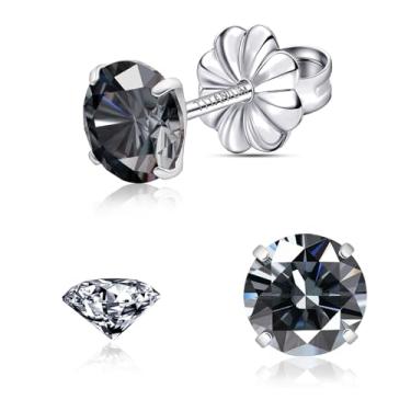 Imagem de Brincos de moissanite, brincos de titânio hipoalergênicos em ouro branco 18 quilates corte redondo cor D VVS1 Claridade Criada em Laboratório Moissanite Joia para mulheres e homens, 0,6CT-3,0CT