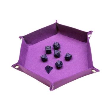 Imagem de Conjunto De Bandeja De Dados Hexagonal Dobrável Em Feltro Para RPG E J