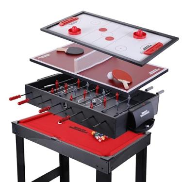 Imagem de Sports Illustrated - Mesa multijogos 4 em 1 de 89 cm – Conjunto combo de pebolim, air hockey, tênis de mesa e bilhar com acessórios para crianças, adolescentes e noites de jogos em família