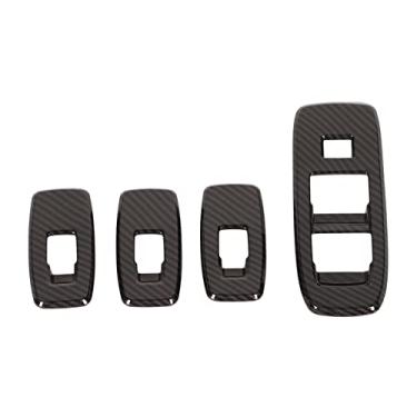 Imagem de KIMISS 4 Pçs Capa do Painel de Controle da Janela do Carro para T6 P375 & Everest U375 Ua-abs Fibra de Carbono Padrão Interruptor de Elevador Botão Adesivos