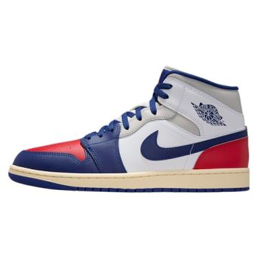 Imagem de Tênis masculino Air Jordan 1 Mid (branco/vermelho universitário/cinza neutro/azul real profundo), Branco/vermelho universitário/cinza neutro/azul royal profundo, 45
