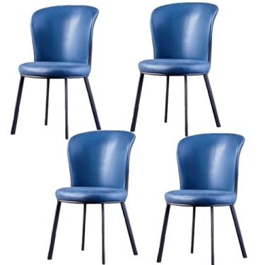 Imagem de Conjunto de 6 cadeiras de jantar modernas de camurça PU com assento estofado macio e confortável e estrutura de aço carbono