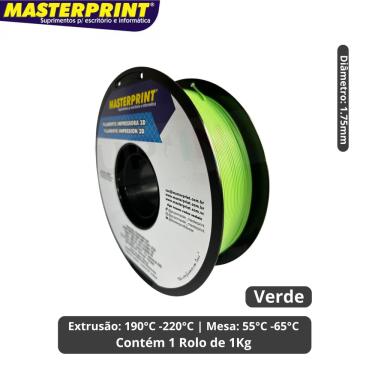 Imagem de Filamento 3D - PLA Verde - Rolo 1KG (1.75mm)