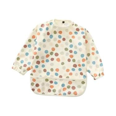 Imagem de Babador Impermeável De Manga Longa Para Crianças Com Bolso, Avental De