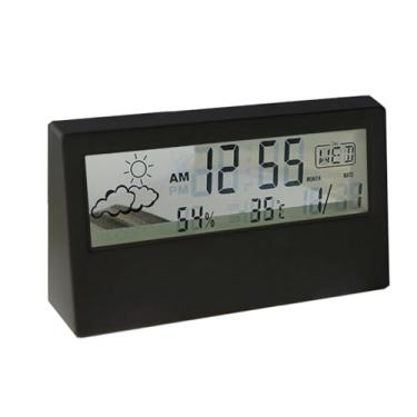 Imagem de Relógio Alarme Digital Moderno com Data Exibição de Temperatura e Umidade Mesa Multifuncional para Quarto Escritório Opção Ideal