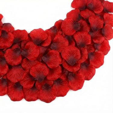 Imagem de 3000 peças de pétalas de rosa de seda vermelho-escuro para noite romântica, casamento, decoração de flores de aniversário de casamento