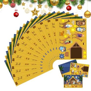Imagem de Adesivos de Presépio para Crianças, Conjunto de Presépio de Jesus Adesivos Religiosos - Kits de Artesanato Materiais de Álbum de Recortes para Decorações de Natal Decoração de Casa Sala de Aula