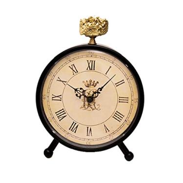 Imagem de Relógios de mesa 18 cm retrô criativo moda casa sala de estar relógio de pedra de cristal silencioso relógio preciso minutos e segundos (preto) relógio de pé