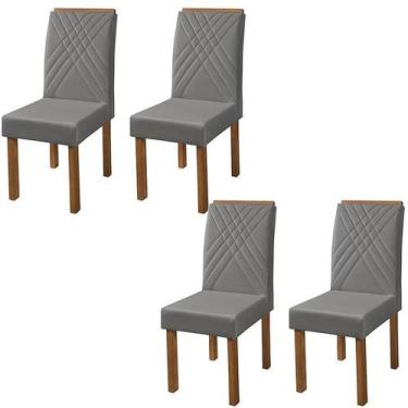 Imagem de Conjunto 4 Cadeiras Barbara de Madeira Maciça em Veludo - Aziz Cadeira