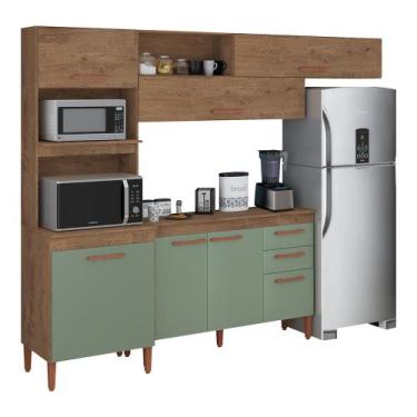 Imagem de Cozinha Benfica com Balcão Modena com 6 Portas 3 Gavetas - Loja DoceLa