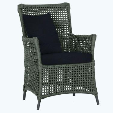 Imagem de Poltrona Igapó Alumínio Pintura Preta Corda Náutica E12 Verde