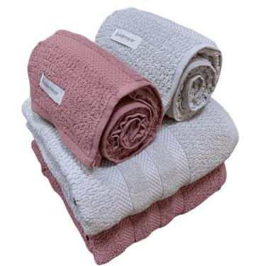 Imagem de Kit 4 Toalhas Vanilla Buddemeyer (2 Banho 2 Rosto) - Cinza-Rosa Velvet