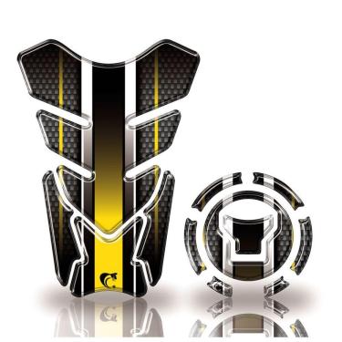 Imagem de Adesivo Protetor Tanque E Bocal Honda Acima 2018 Carbono Cor Amarelo