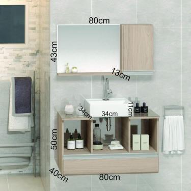 Imagem de Conjunto Gabinete Venus 80cm Madeirado Inteiro