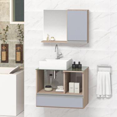 Imagem de Conjunto Gabinete Venus 60cm Madeirado Cinza