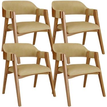 Imagem de Kit 04 Cadeiras Para Sala De Jantar E Estar Living Estofada Suran L02 Couríssimo Fendi - Lyam