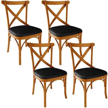 Imagem de Kit 04 Cadeiras Para Sala De Jantar E Estar Living Estofada ávila L02 Couríssimo Preto - Lyam
