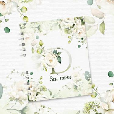 Imagem de Caderno A5 Floral Personalizado com Nome e Inicial, Caderno de Anotações sem Pauta, Caderneta Capa Dura, Caderno Espiral 96 Folhas para Estudos e Organização (D,DECORADO)