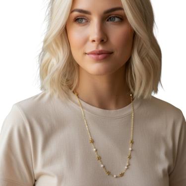 Imagem de Colar Feminino Coração Pérolas Semi Jóia Juliana Prado 39456