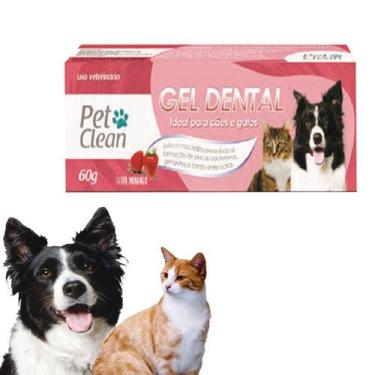 Imagem de Gel Dental Pasta de Dente Creme Pet Clean 60g Cães Gatos, Morango