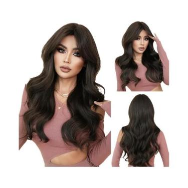 Imagem de Peruca Sintética Ondulada Preta De 26 Polegadas Para Mulheres, Peruca 