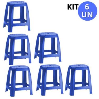 Imagem de kit banco, banquinho, banqueta, plástico reforçado 47cm - 6 unidades -