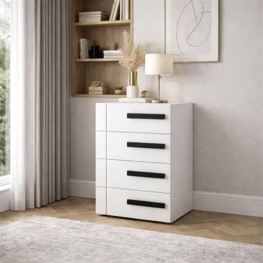 Imagem de Gaveteiro Lisboa 4 Gavetas Branco - Politorno