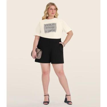 Imagem de Camiseta Manga Curta Plus Size Secret Glam Bege, Plus G2, Bege