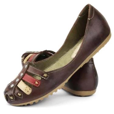 Imagem de Sapato Sapatilha Salomé Feminina Retrô CaféIzabella Araújo, Marrom, 36