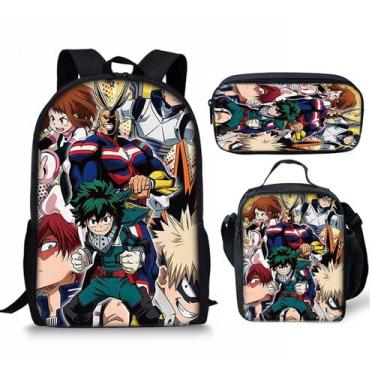 Imagem de Conjunto de mochilas escolares My Heros Academias, 3 unidades para cri