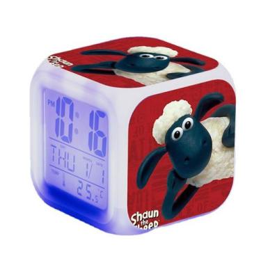 Imagem de Despertador digital LED em formato quadrado de ovelhas para crianças -
