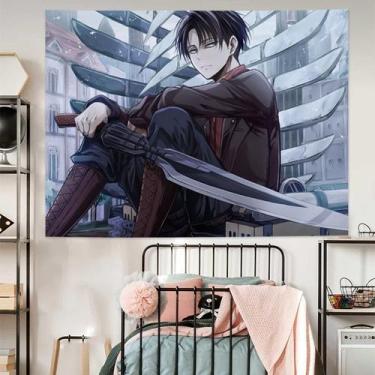 Imagem de Tapeçaria para pendurar na parede Attack on Titan Levi Ackerman 150x13