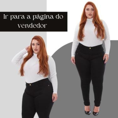 Imagem de Calça Skinny Feminina Plus Size Preta de Sarja Básica  Elegância e Con