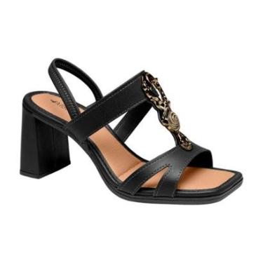 Imagem de Sandália Casual Salto Bloco Médio Ajuste em Elástico Feminina Mississipi Preto 33-Feminino