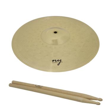 Imagem de Prato Chimbal para Bateria 14" Liga de Latão + Baqueta 5A Hickory New York