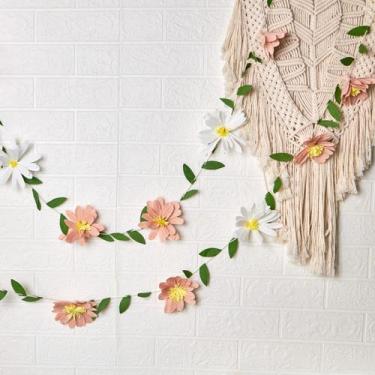 Imagem de Banner floral de primavera Easy Joy Crepe Paper Flowers branco rosa