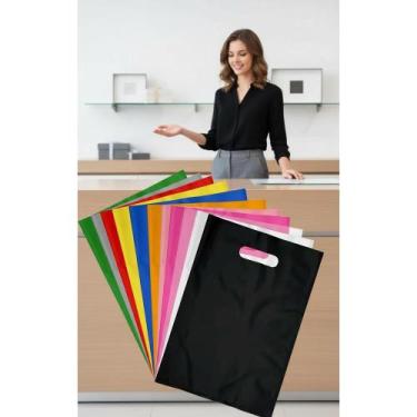 Imagem de 100 Sacolas Boca Palhaço Rosa 30x40 Alça Vazada Virgem - Congratulatio